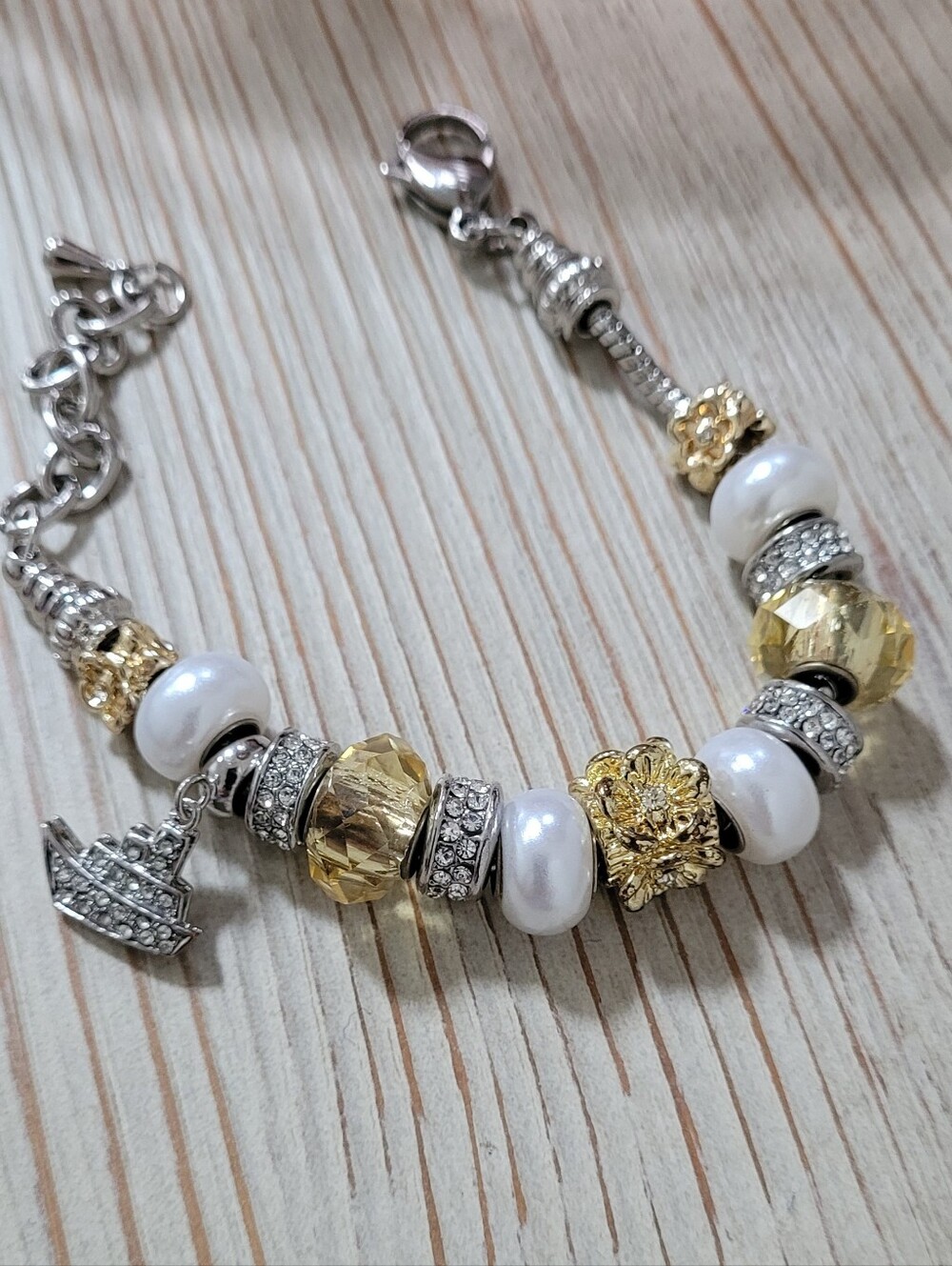 Gold and Pearl Charm Bracelet - Women Jewelry Bella Perlina-Pandora Collection